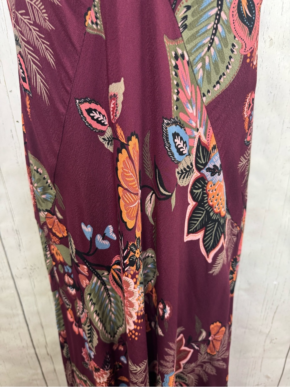Maurices Burgundy Floral Maxi Dress Boho Cottagecore Slip Dress Whimsical M - Picture 5 of 16